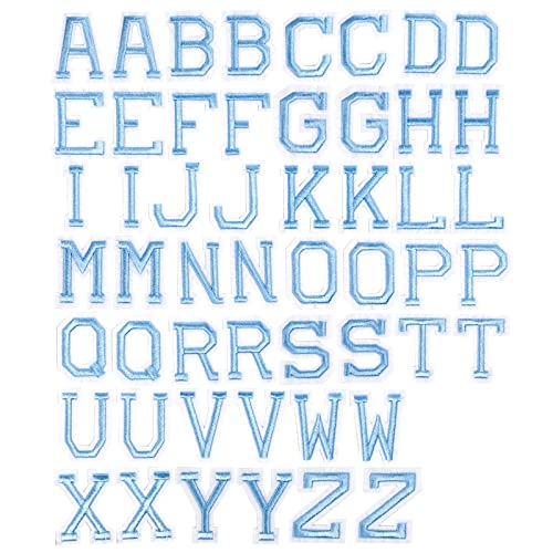 J.CARP 52 Stück Ozeanblaue Alphabet-Patches zum Aufbügeln oder Aufnähen für Kleidung, Hüte, Schuhe, Rucksäcke, Handtaschen, Jeans, Jacken usw. von J.CARP