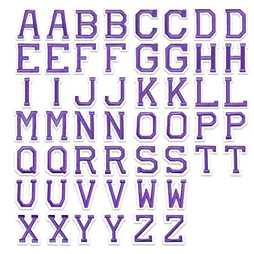 J.CARP 52 violette Alphabet-Patches von A bis Z, zum Aufbügeln oder Aufnähen für Kleidung, Hüte, Schuhe, Rucksäcke, Handtaschen, Jeans, Jacken usw. von J.CARP