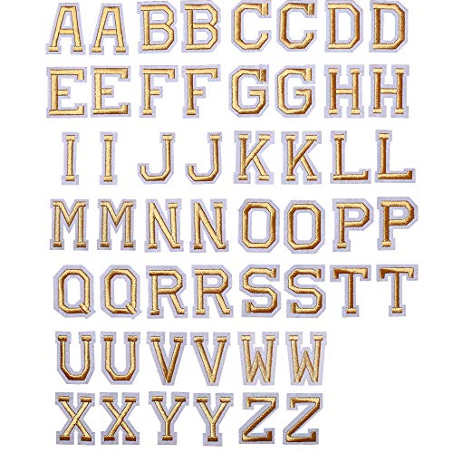 J.CARP 52Pcs Gold Alphabet A to Z Patches, Iron on Sew on Letters for Clothing, Hats, Shoes, Backpacks, Handbags, Jeans, Jackets etc. von J.CARP