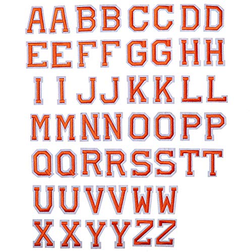 J.CARP 52Pcs Orange Alphabet A to Z Patches, Iron on Sew on Letters for Clothing, Hats, Shoes, Backpacks, Handbags, Jeans, Jackets etc. von J.CARP