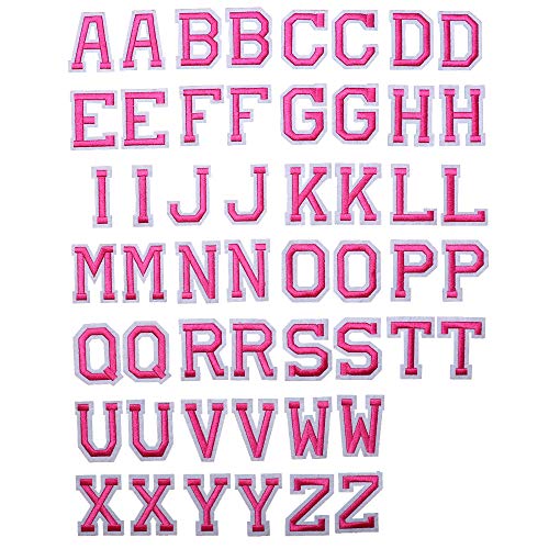 J.CARP 52Pcs Pink Alphabet A to Z Patches, Iron on Sew on Letters for Clothing, Hats, Shoes, Backpacks, Handbags, Jeans, Jackets etc. von J.CARP