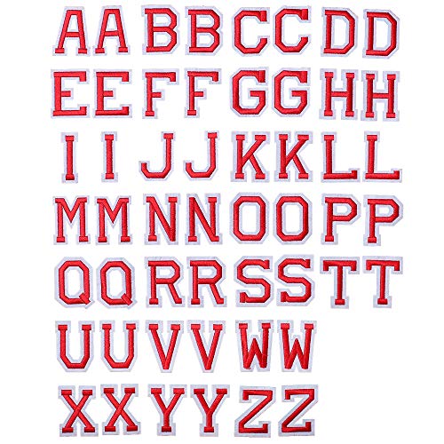 J.CARP 52Pcs Red Alphabet A to Z Patches, Iron on Sew on Letters for Clothing, Hats, Shoes, Backpacks, Handbags, Jeans, Jackets etc. von J.CARP