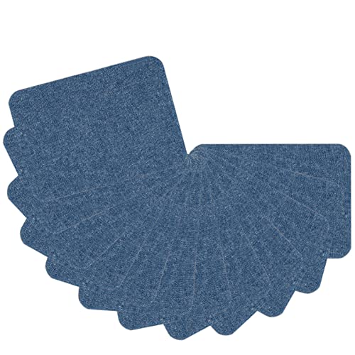J.CARP Jeans-Patches zum Aufbügeln für Jeans innen und außen, 100% Baumwolle mit starkem Kleber, blaues Reparatur-Dekorationsset, 12-teilig, Größe 7,6 x 10,2 cm, Blau E von J.CARP