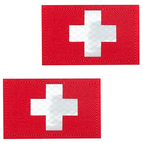 2 Stück IR Reflektierende Medic Patches - Taktische Militär-Patches, Infrarot IR EMS EMT MED Medizinisches Rotes Kreuz Moral Klettverschluss Abzeichen Erste-Hilfe von J.CARP