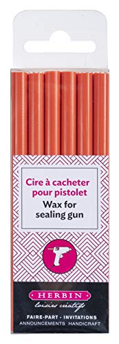 J.Herbin 35856T - Packung mit 6 Wachsstangen für Pistole, ideal für Bastelprojekte und Scrapbooking, weich, 1 Pack, Orange von J.Herbin