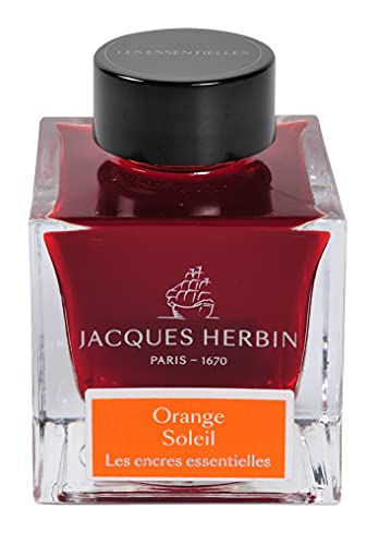 Jacques Herbin 13157JT - Tintenflakon 50 ml, für Füllfederhalter und Tintenroller geeignet, ideal für Kalligraphie und Kunstprojekte, Orange, 1 Stück von J. Herbin