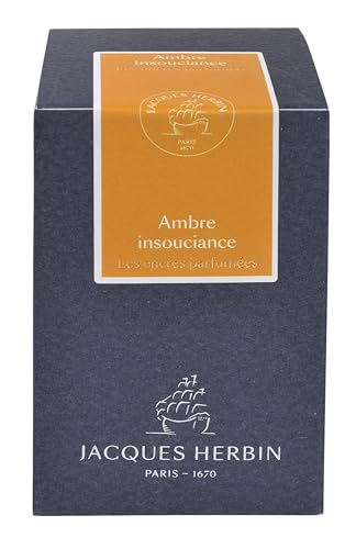Jacques Herbin 14741JT - Tintenflakon 50 ml / Dufttinte / parfümierte Tinte, für Füllfederhalter und Tintenroller geeignet, ideal für Korrepondenz und Kalligraphie, Orange, 1 Stück, Bernstein von J. Herbin