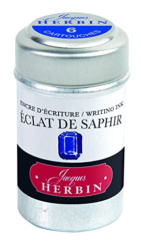 Jacques Herbin20116T - Dose mit 6 Tintenpatronen Standard-Format, für Füllfederhalter und Tintenroller geeignet, ideal für Kalligraphie, Korrespondenz und Lettering, Saphirblau, 1 Stück Jacques Herbin20116T - Dose mit 6 Tintenpatronen Standard-Format, für Füllfederhalter und Tintenroller geeignet, ideal für Kalligraphie, Korrespondenz und Lettering, Saphirblau, 1 Stück von Jacques Herbin
