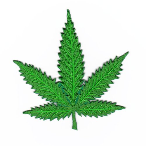 Aufnäher Bügelbild Aufbügler Iron on Patches Applikation Cannabis Blatt Hanfblatt von JAB Seller