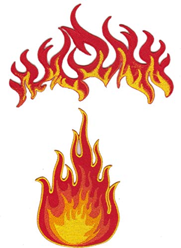 Aufnäher Bügelbild Aufbügler iron on Patch 2 x Feuer Flammen Fire flames Set (10 x 6 cm und 12 x 7) von JAB Seller