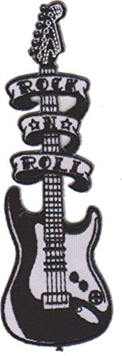 Aufnäher Bügelbild Aufbügler iron on Patch E- Gitarre Rock n Roll Musik Band 13x4,5 cm von JAB Seller