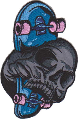 Aufnäher Bügelbild Aufbügler iron on Patch Extreme Sport Skateboard Totenkopf Skull 10x7 cm von JAB Seller