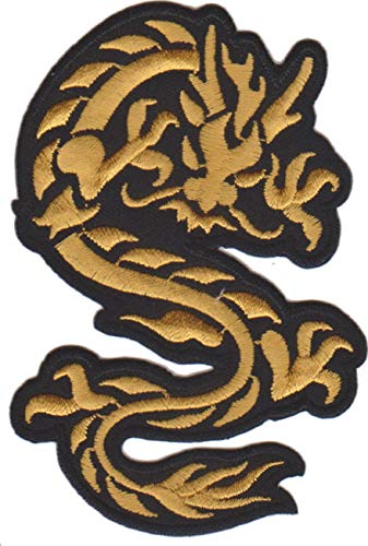 Aufnäher Bügelbild Aufbügler iron on Patch Goldener chinesischer Drache Dragon Tai Chi Kampfsport von JAB Seller