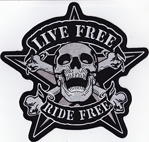 Aufnäher Bügelbild Aufbügler iron on Patch Live Free Ride Free Biker Kutte Backpatch XXL 22 x 21 cm von JAB Seller