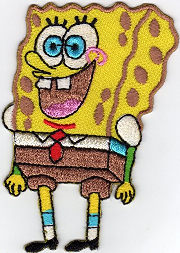 Aufnäher Bügelbild Aufbügler iron on Patch Spongebob Kinder Kult Cartoon 7,5 x 5 cm von JAB Seller