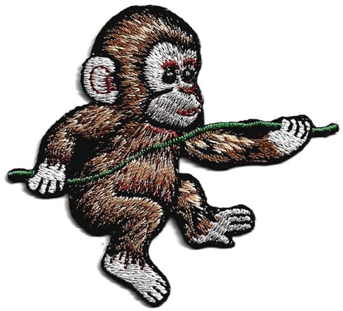 Aufnäher Bügelbild Aufbügler iron on Patch Süßes Affen Junges Liane Dschungel Kinder 7,5 x 7,5 cm von JAB Seller