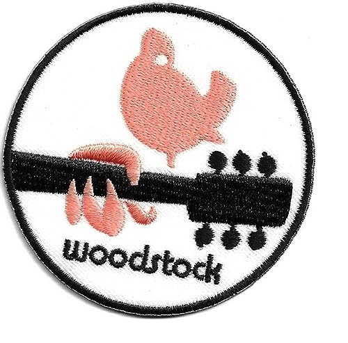Aufnäher Bügelbild Aufbügler iron on Patch Woodstock Konzert Peace Frieden Taube Musik Kult 7 cm von JAB Seller