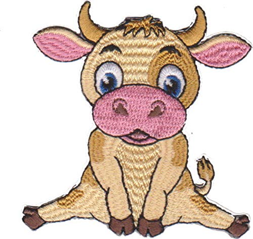 Aufnäher Bügelbild Aufbügler iron on Patch niedliche Kuh cute cow Farm Bauernhof 7x7 cm von JAB Seller