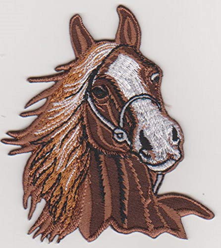 JAB Seller Aufnäher Bügelbild Aufbügler Iron on Patch Pferd Pferdekopf Reiten Sport Cowboy (braun) von JAB Seller