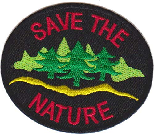 JAB Seller Aufnäher Bügelbild Aufbügler Iron on Patch Save The Nature Rettet die Natur Klimawandel (Schwarz) von JAB Seller