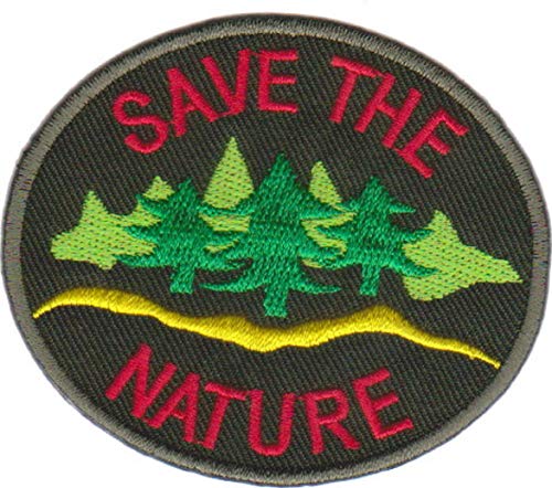 JAB Seller Aufnäher Bügelbild Aufbügler Iron on Patch Save The Nature Rettet die Natur Klimawandel 8x7 cm von JAB Seller