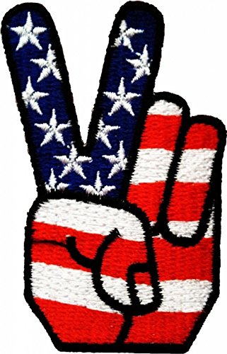 JAB Seller Aufnäher Bügelbild Aufbügler Iron on Patch Victory USA Stars and Stripes Hand Finger von JAB Seller