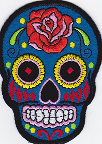 JAB Seller Aufnäher Bügelbild Aufbügler Iron on Patch farbenprächtiger Mexican Sugar Skull Tag der Toten von JAB Seller