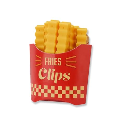 12 Stück Magnetische Chipsklammern - Kreative Lebensmittelverschlussklammern mit Magnet, Aromadicht & Frischhalteklammer für Snacks (12 Pommes-Verschlussclips + [1 magnetische Aufbewahrungsbox]) von JACKANNA