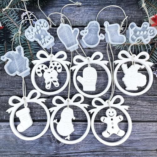 12 Stück Silikonform Weihnachten Anhänger, silikonform schlüsselschnalle weihnachten Silikonform Stern epoxidharz formen weihnachten Baum Elch Anhänger Gießform Weihnachten Epoxidharz Formen für Handw von JACKANNA