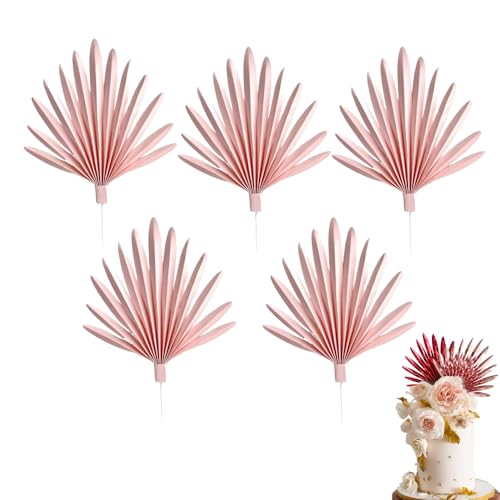 5 Stück Kugeln Tortendeko,Weiß Gold Rosa Kuchen Dekoration Geburtstag, Palmblätter Kuchendeko,Bogen Tortendeko Hochzeit Schaum Ball Cake Topper für Hochzeit, Geburtstag (Rosa) von JACKANNA