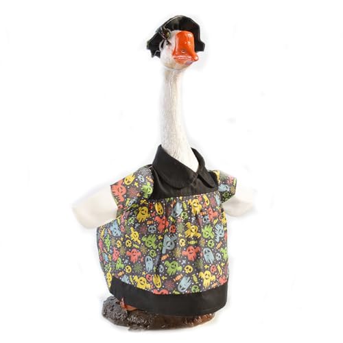 Geburtstags-Outfit für Garten-Gänse - Dekoratives Kostüm-Set für Zement-/Kunststoffgänse (58 cm) - Für Terrasse, Rasen & Gartenparty (Schwarz) von JACKANNA