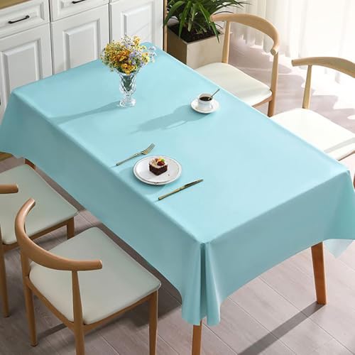 JACKANNA Einfarbige PVC-Tischdecke – Spülmaschinenfest, wasserdicht, hitzebeständig – Für Hochzeit, Party, Esstisch, Couchtisch, Café – Mehrere Größen & Farben (Aqua Blau, 100 * 160cm) von JACKANNA