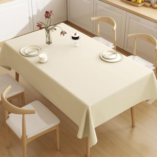 JACKANNA Einfarbige PVC-Tischdecke – Spülmaschinenfest, wasserdicht, hitzebeständig – Für Hochzeit, Party, Esstisch, Couchtisch, Café – Mehrere Größen & Farben (Beige, 120 * 170cm) von JACKANNA