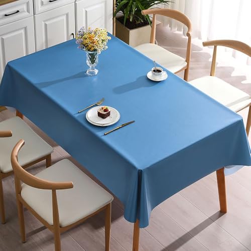 JACKANNA Einfarbige PVC-Tischdecke – Spülmaschinenfest, wasserdicht, hitzebeständig – Für Hochzeit, Party, Esstisch, Couchtisch, Café – Mehrere Größen & Farben (Blau, 90 * 140cm) von JACKANNA