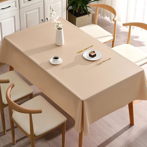 JACKANNA Einfarbige PVC-Tischdecke – Spülmaschinenfest, wasserdicht, hitzebeständig – Für Hochzeit, Party, Esstisch, Couchtisch, Café – Mehrere Größen & Farben (Champagner, 140 * 200cm) von JACKANNA