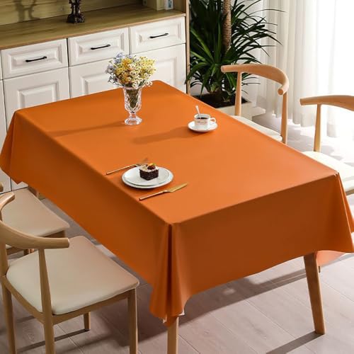 JACKANNA Einfarbige PVC-Tischdecke – Spülmaschinenfest, wasserdicht, hitzebeständig – Für Hochzeit, Party, Esstisch, Couchtisch, Café – Mehrere Größen & Farben (Golden Tea Brown, 120 * 170cm) von JACKANNA