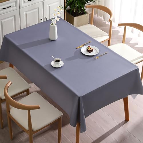 JACKANNA Einfarbige PVC-Tischdecke – Spülmaschinenfest, wasserdicht, hitzebeständig – Für Hochzeit, Party, Esstisch, Couchtisch, Café – Mehrere Größen & Farben (Grau, 90 * 140cm) von JACKANNA