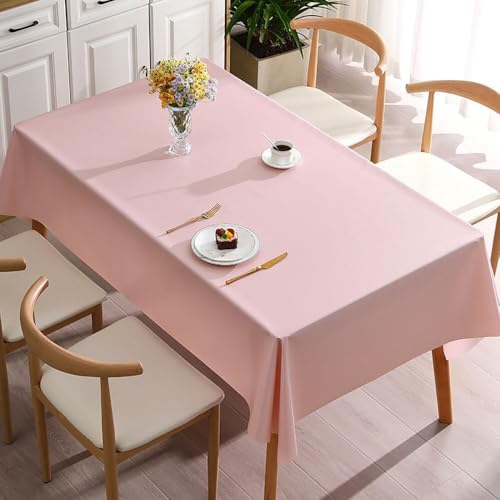 JACKANNA Einfarbige PVC-Tischdecke – Spülmaschinenfest, wasserdicht, hitzebeständig – Für Hochzeit, Party, Esstisch, Couchtisch, Café – Mehrere Größen & Farben (Morandi Rosa, 120 * 170cm) von JACKANNA