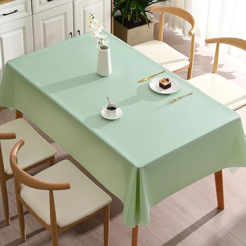 JACKANNA Einfarbige PVC-Tischdecke – Spülmaschinenfest, wasserdicht, hitzebeständig – Für Hochzeit, Party, Esstisch, Couchtisch, Café – Mehrere Größen & Farben (hellgrün, 140 * 200cm) von JACKANNA