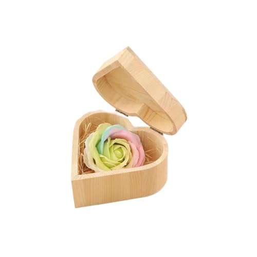 JACKANNA Handgefertigte sechseckige Kiefernbox |Magnetverschluss & Scharnierdeckel Für Schmuck, Uhren & Stabilblumen Kreative DIY-Geschenkbox Naturholz (Holzkiste in Herzform) von JACKANNA