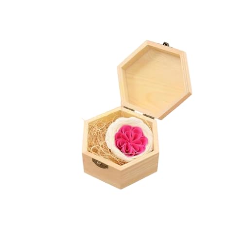 JACKANNA Handgefertigte sechseckige Kiefernbox |Magnetverschluss & Scharnierdeckel Für Schmuck, Uhren & Stabilblumen Kreative DIY-Geschenkbox Naturholz (Sechseckige Holzkiste) von JACKANNA