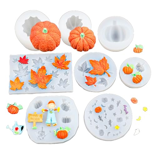 Jackanna 8er-Set Silikonformen für Herbst-Deko: 3D Kürbis, Ahornblatt & Epoxid-Harz Gießformen – Ideal für Kerzen, Halloween, Thanksgiving & DIY Bastelprojekte Jackanna 8er-Set Silikonformen für Herbst-Deko: 3D Kürbis, Ahornblatt & Epoxid-Harz Gießformen – Ideal für Kerzen, Halloween, Thanksgiving & DIY Bastelprojekte von JACKANNA