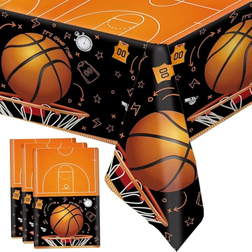 NBA-Stil wasserfeste Tischdecke für Partys – Basketball-Party-Deko für Geburtstage & Feste – Einweg-Hintergrundtuch – Größe 137 x 274 cm (wiederverwendbar & strapazierfähig) von JACKANNA