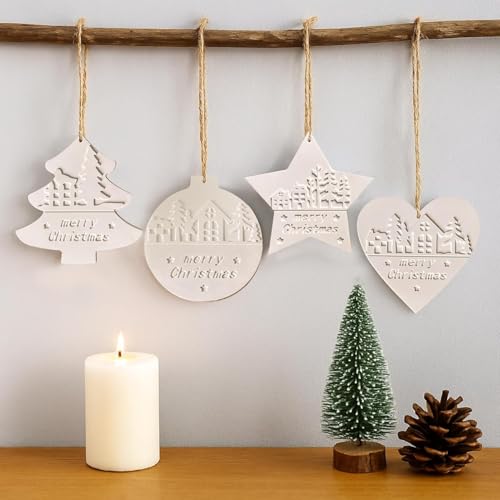 Weihnachtsputzform 4-teiliges Set: Weihnachtsbaum/Stern/herzförmiger Anhänger Silikonform, DIY handgemachte Süßigkeiten Kerzengusswerkzeug (a) von JACKANNA
