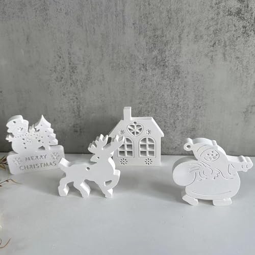 Weihnachtsputzform 4-teiliges Set: Weihnachtsbaum/Stern/herzförmiger Anhänger Silikonform, DIY handgemachte Süßigkeiten Kerzengusswerkzeug (b) von JACKANNA
