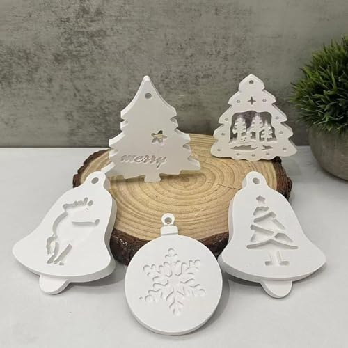 Weihnachtsputzform 4-teiliges Set: Weihnachtsbaum/Stern/herzförmiger Anhänger Silikonform, DIY handgemachte Süßigkeiten Kerzengusswerkzeug (c) von JACKANNA