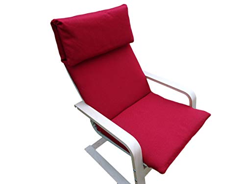 Kissen FÜR SCHAUKELSTUHL Typ Pello oder Poang IKEA. Hergestellt aus hochwertigem Polsterstoff. Sitz 57 x 50 Rücken 57 x 70, 8 cm dick (Rot-2) von JACKKISSEN