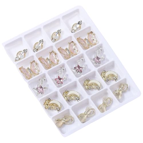 JADEWaa 3D-Nägel, Strasssteine, Kristall-Charm, Nägel, gemischte Form, Nägel, Kunst-Dekoration, für Frauen und Mädchen von JADEWaa