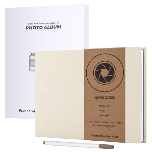 JAECU Fotoalbum Selbstklebend 30x22cm, Leinen Scrapbook Fotoalben zum Selbstgestalten 40 Weiß Seiten, Geschenk Fotobuch für Baby Familie Jahrestag Geburtstags Hochzeit (Beige) von JAECU