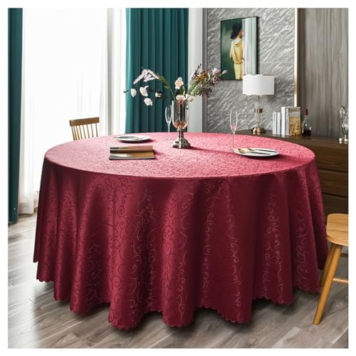 Tischdecke Runde Tischdecken Polyester Tischläufer Abwaschbar Tischtuch Tischwäsche for Küche, Esszimmer, Esstisch, Couchtisch, Party, Geburtstag, Hochzeit Gartentisch (Color : Wine Red, Size : 160c von JAELA